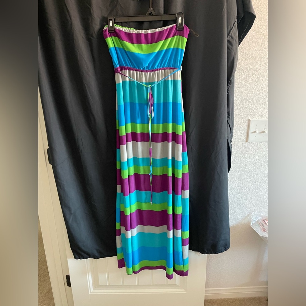 Chesley Colorblock Dress in Purple, Green & White